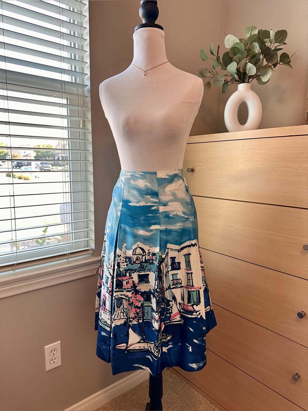 Charter Club Blue Scenic A-Line Midi Skirt